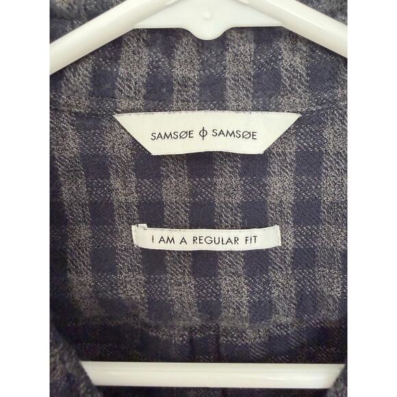 Samsoe Samsoe Liam Plaid Flannel Cotton Button Down Medium - Picture 4 of 6